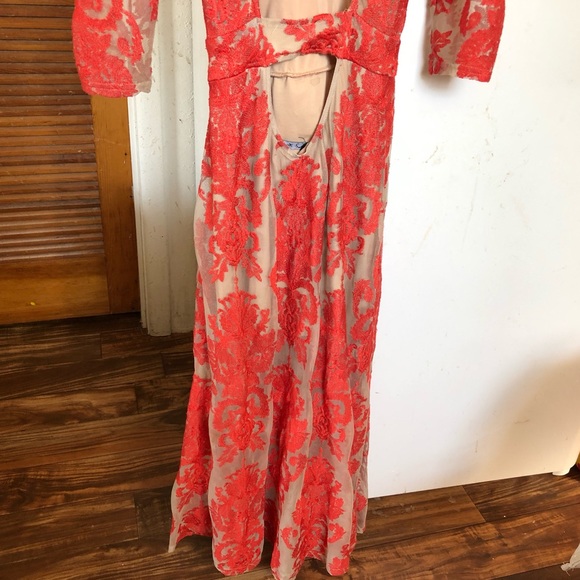 For Love & Lemons Red San Marco Lace Midi Dress S - Picture 13 of 16